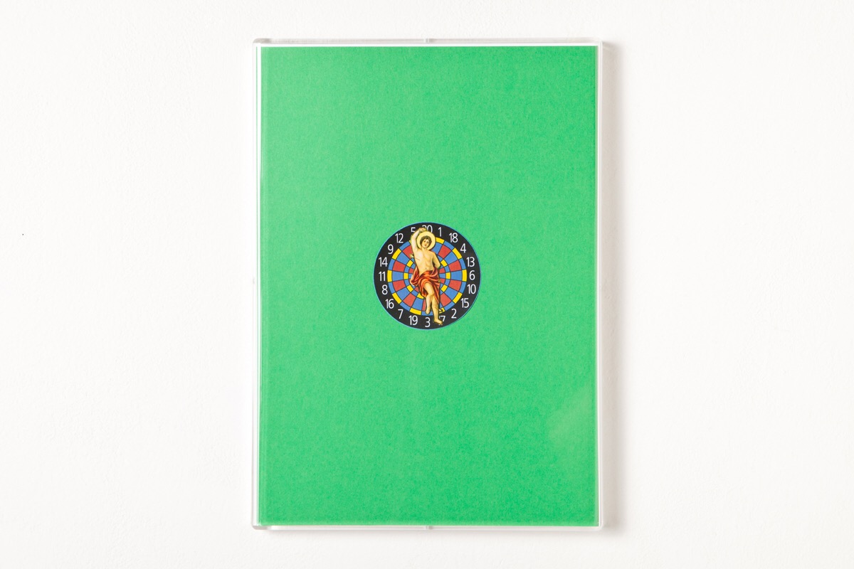 Angelo Formica , San Sebastiano, collage on forex in case, 2013, Galleria Toselli