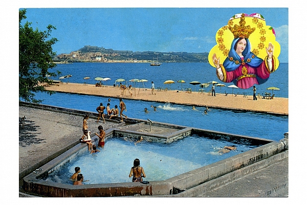 Angelo Formica, Vacanze protette, collage in case, 2013, Galleria Toselli