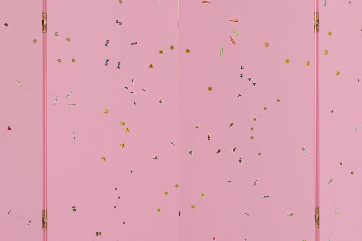 Angelo Formica, Icaro, detail, mixed media on wood, 2017