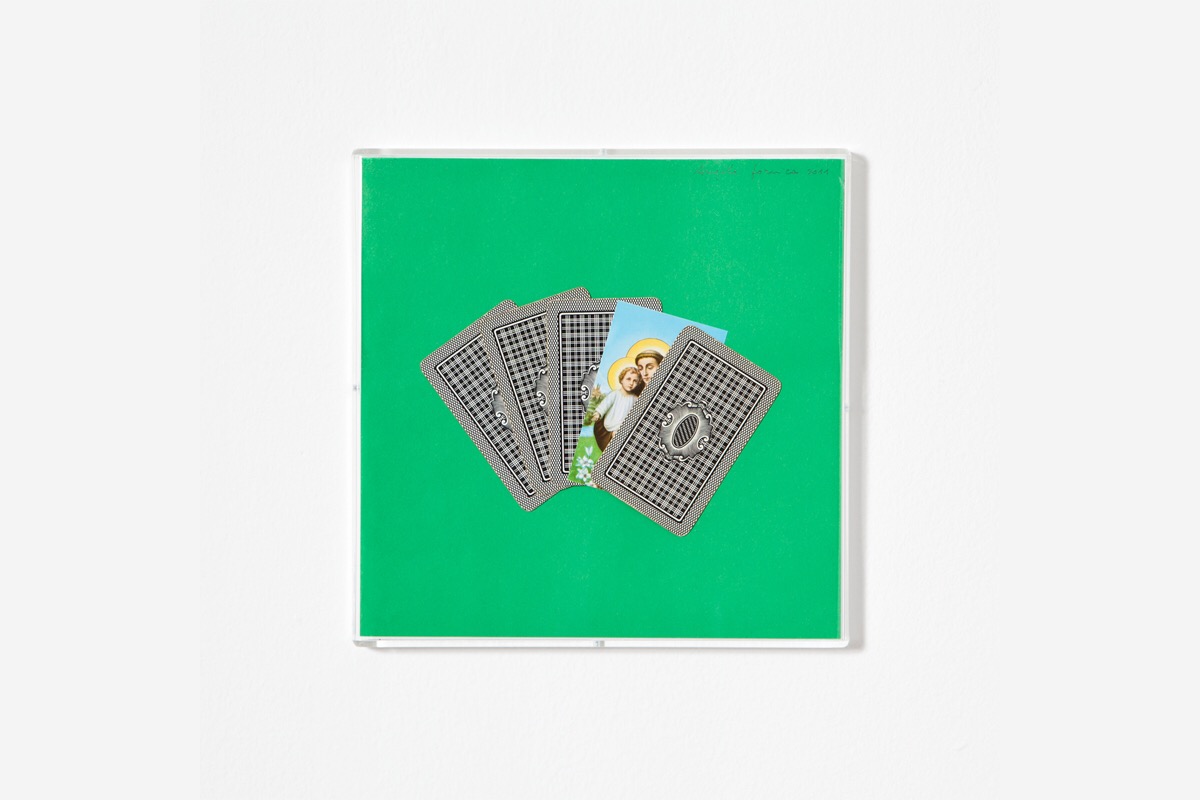 Angelo Formica, Poker, collage su forex in teca, 2011, Galleria Toselli